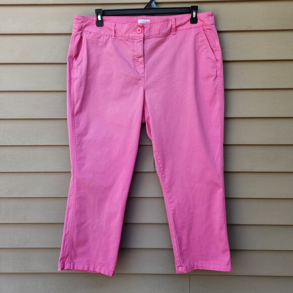 Crown & Ivy Pink Capri Pants Charlotte Relaxed Chinos Cotton Blend - Picture 3 of 10